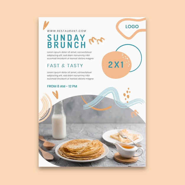 Free vector delicious brunch poster template