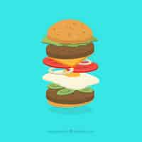 Free vector delicious burger with egg