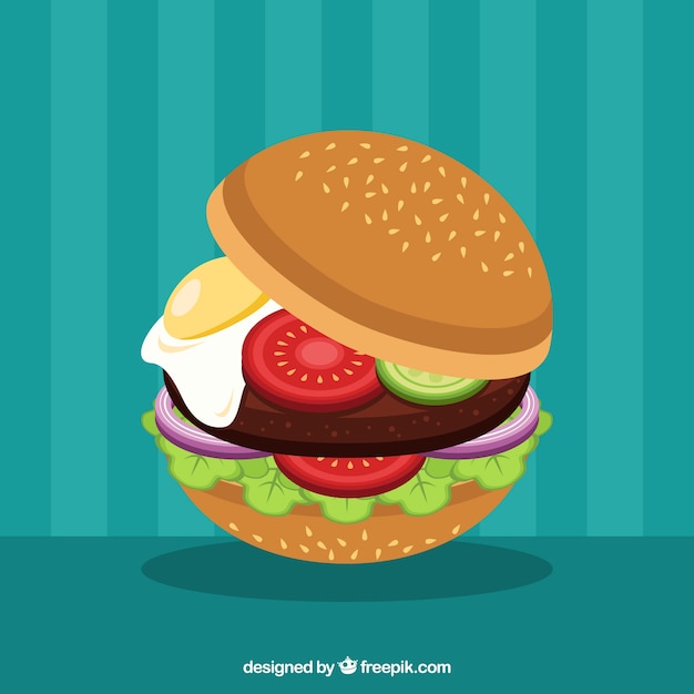 Delicious burger with egg