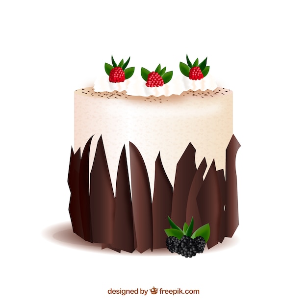 Delicious cake with glaze in realistic style