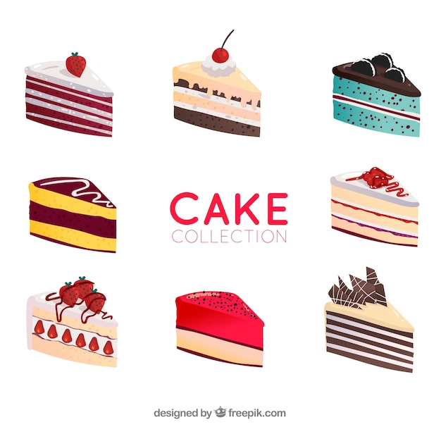 Free vector delicious cakes collection in flat style