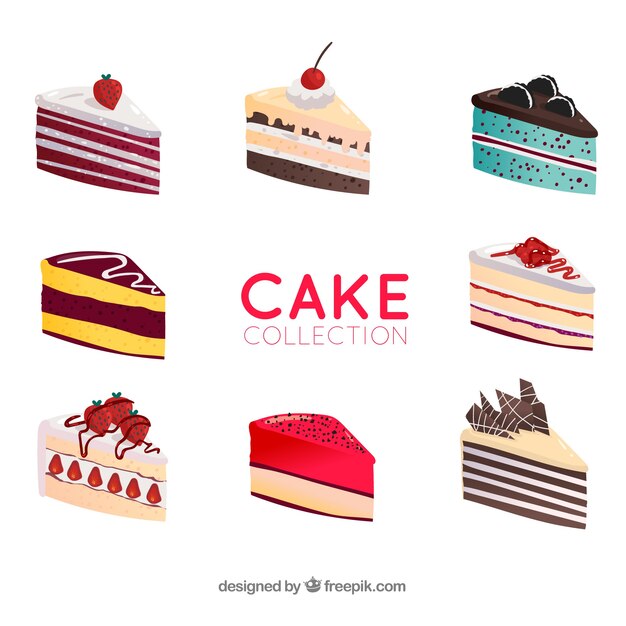 Delicious cakes collection in flat style