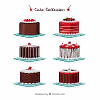 Free vector delicious cakes collection in flat style