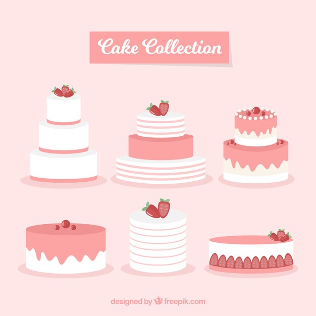 Delicious cakes collection in flat style