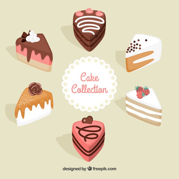 Delicious cakes collection in flat style