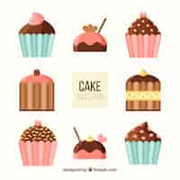 Free vector delicious cakes collection in flat style