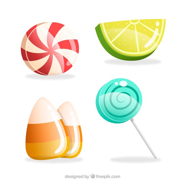 Delicious candies collection in 2d style