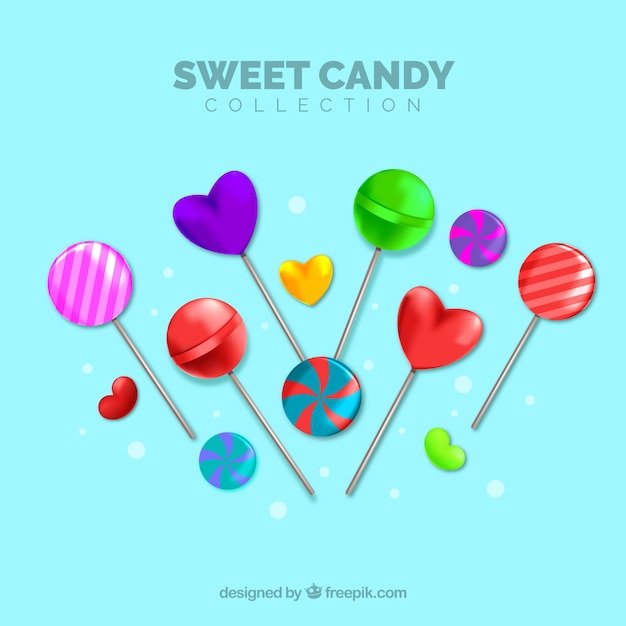 Delicious candies collection in flat style