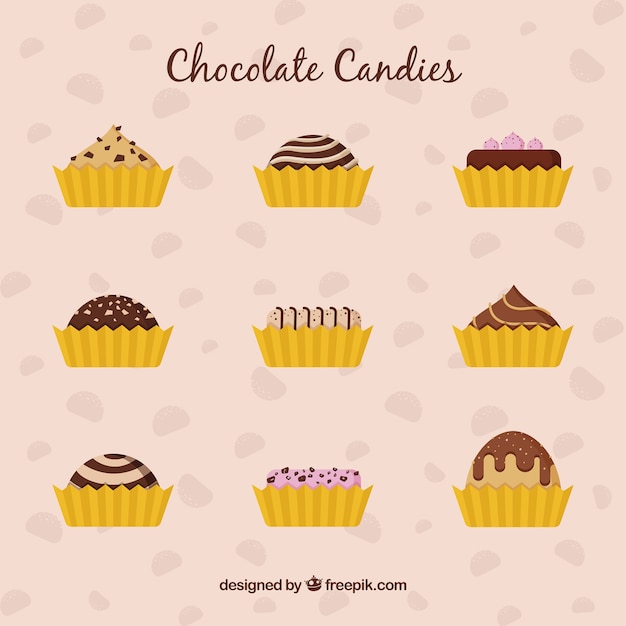 Free vector delicious candies collection in flat style