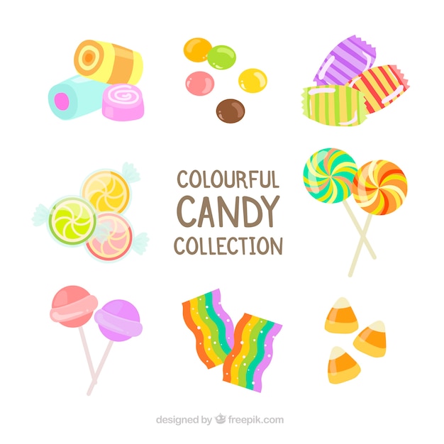 Free vector delicious candies collection in flat style