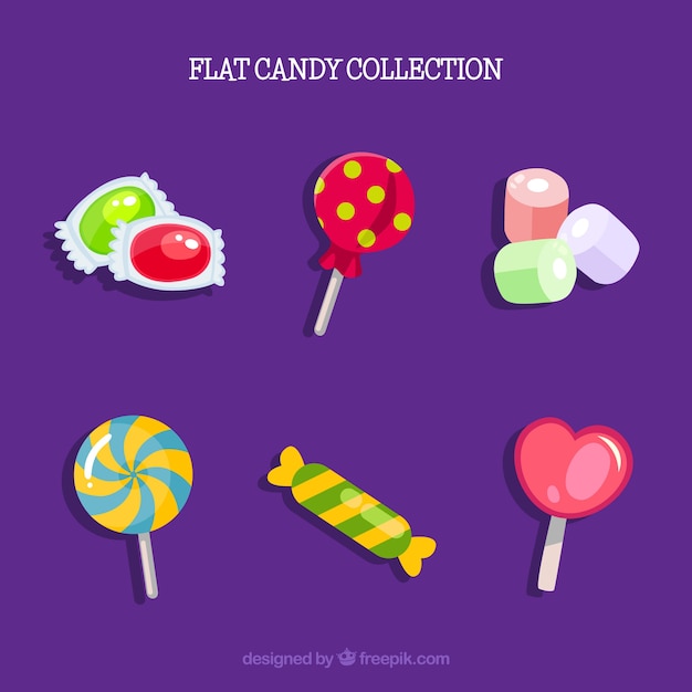 Delicious candies collection in flat style