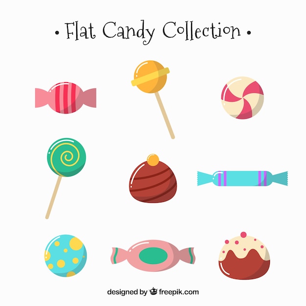 Free vector delicious candies collection in flat style