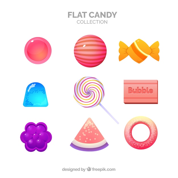 Free vector delicious candies collection in flat style