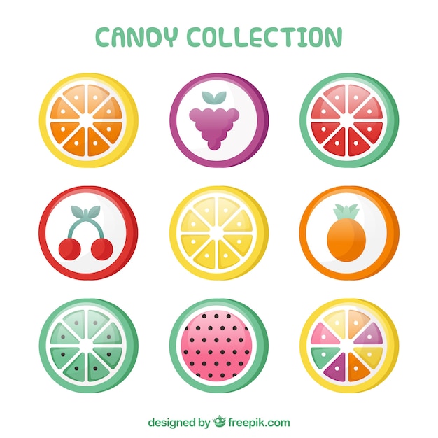 Delicious candies collection in flat style