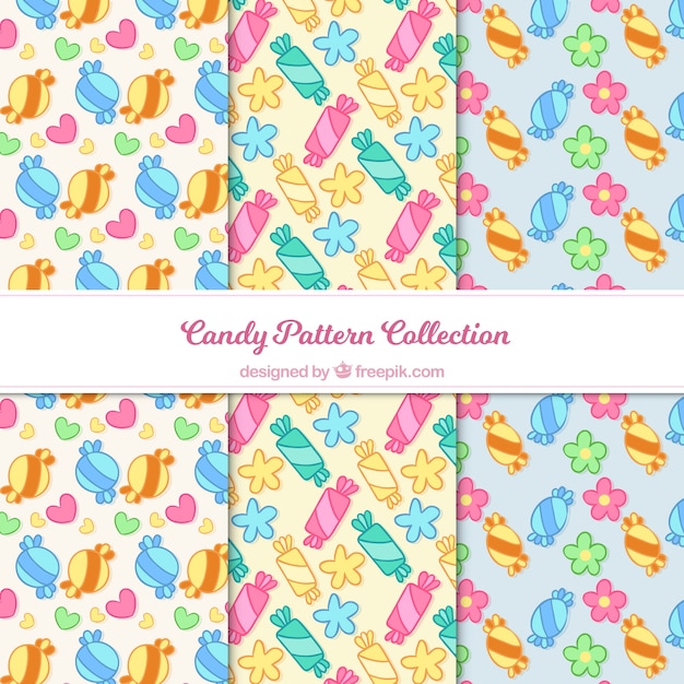 Delicious candies patterns collection in flat style