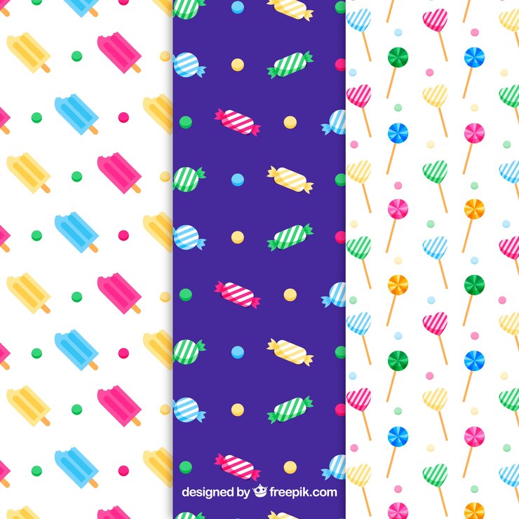 मुफ़्त वेक्टर delicious candies patterns collection in flat style