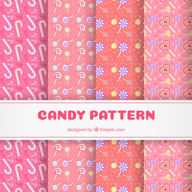 Free vector delicious candies patterns collection in flat style