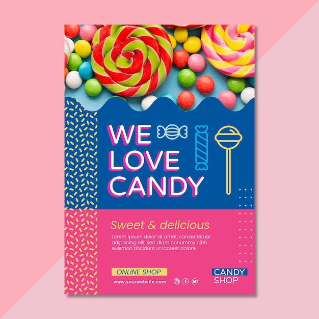 Free vector delicious candy vertical flyer template