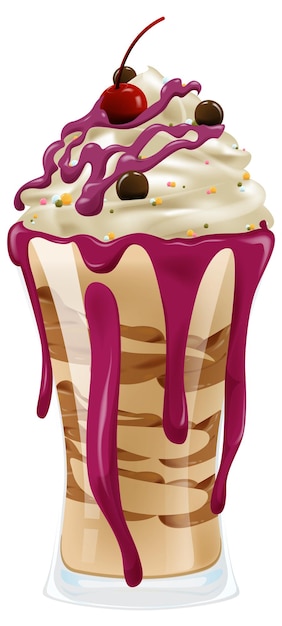 Free vector delicious cherry topped milkshake illustration