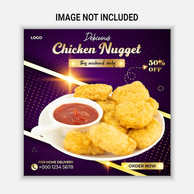 Delicious chicken nugget social media post