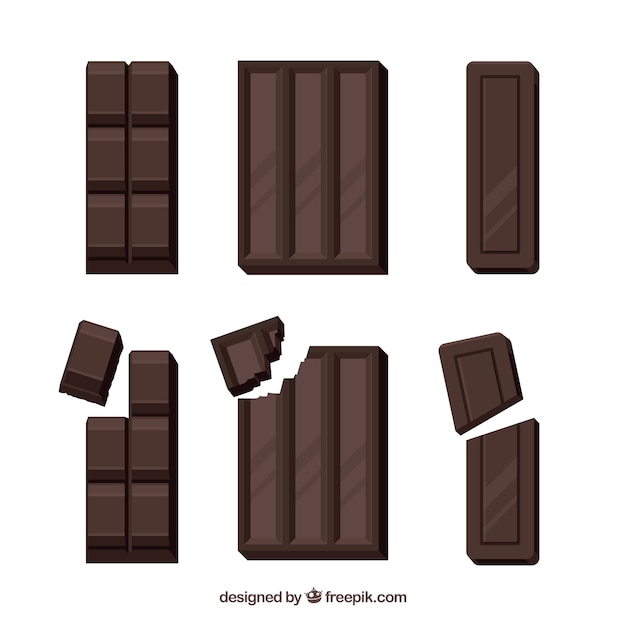 Vettore gratuito deliziosa collezione di barrette di cioccolato