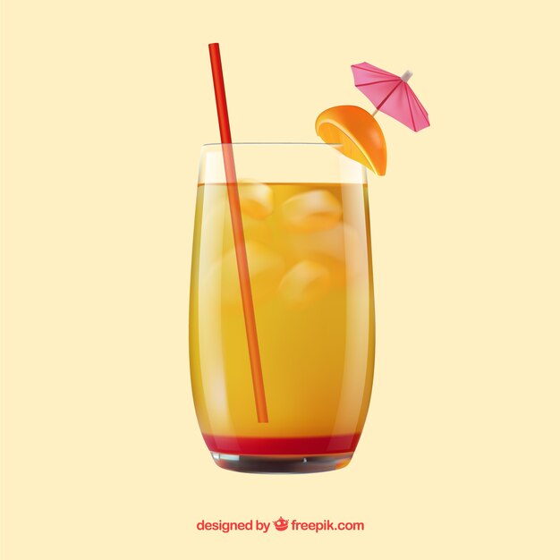 Delicious cocktail in realistic style