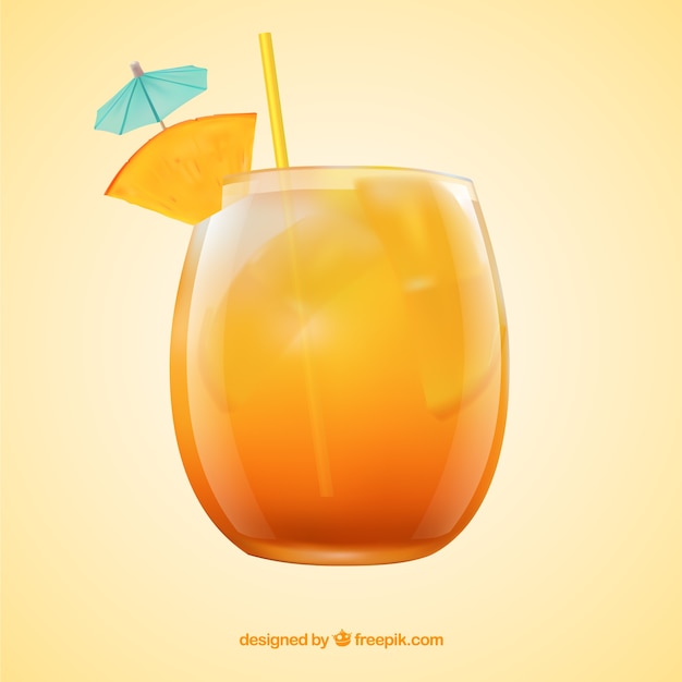 Delicious cocktail in realistic style