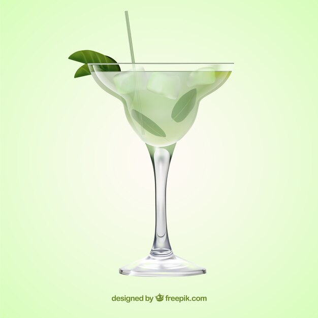 Delicious cocktail in realistic style