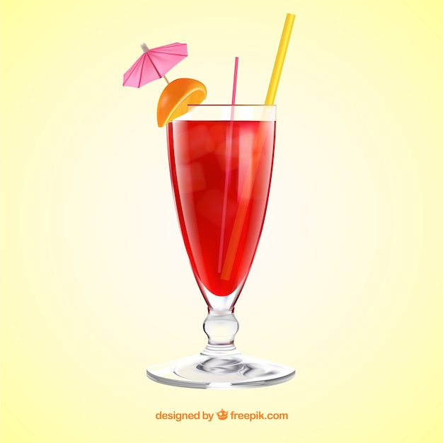 Delicious cocktail in realistic style