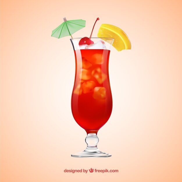 Delicious cocktail in realistic style