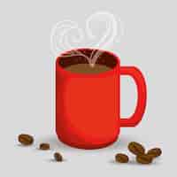 Бесплатное векторное изображение Вкусная кофейная чашка с сердцем