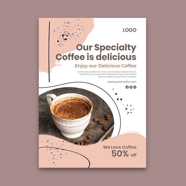 Delicious coffee poster template