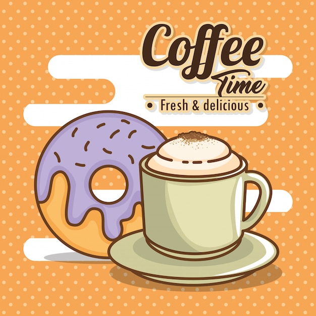 Бесплатное векторное изображение Вкусные элементы времени кофе