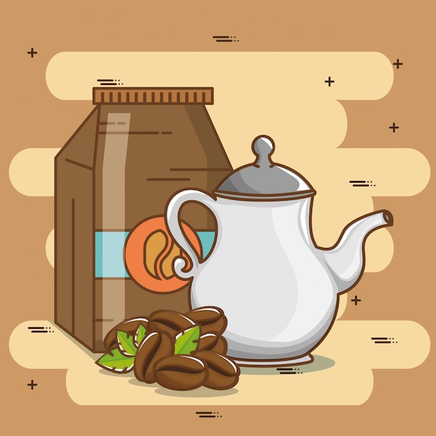 Бесплатное векторное изображение Вкусные элементы времени кофе
