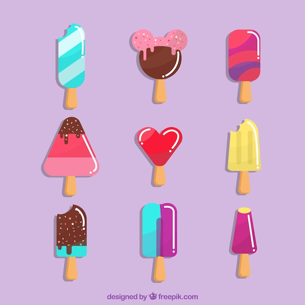 Delicious and colorful ice creams