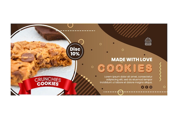 Delicious cookies horizontal banner template