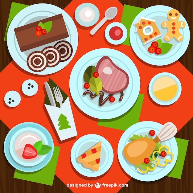 Free vector delicious crhristmas dinner