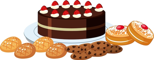 Free vector delicious desserts cartoon set