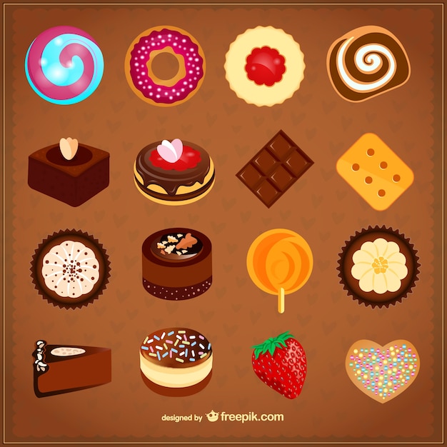 Free vector delicious desserts set