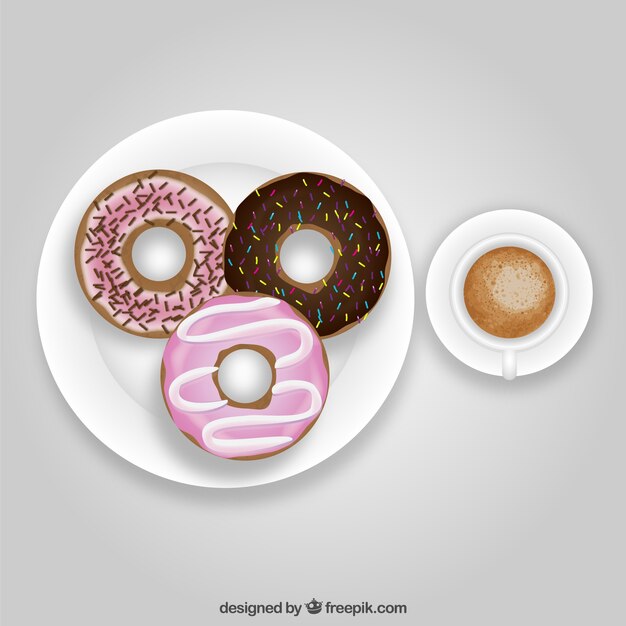 Delicious donuts and coffee