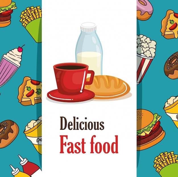 Vettore gratuito delizioso menu di fast food