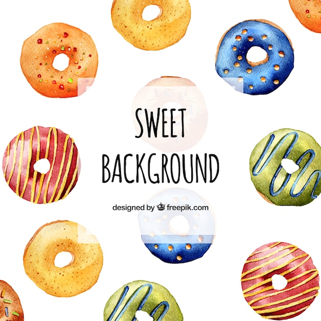 Delicious food background with donuts