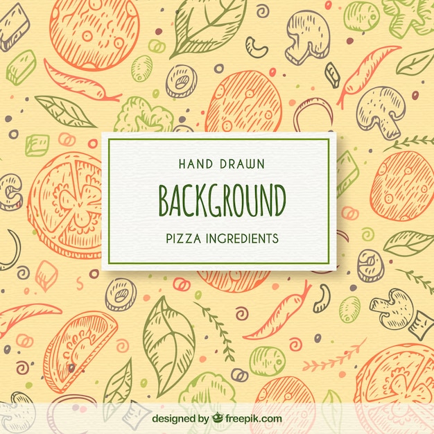 Delicious food background with hand drawn style