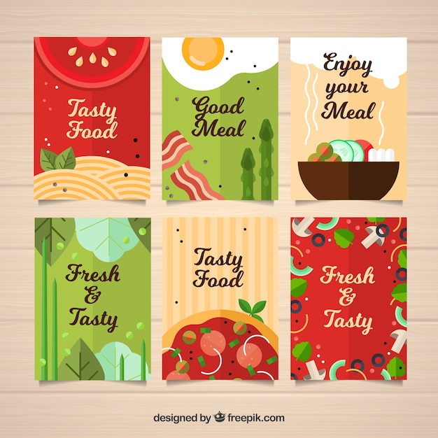 Delicious food cards collection