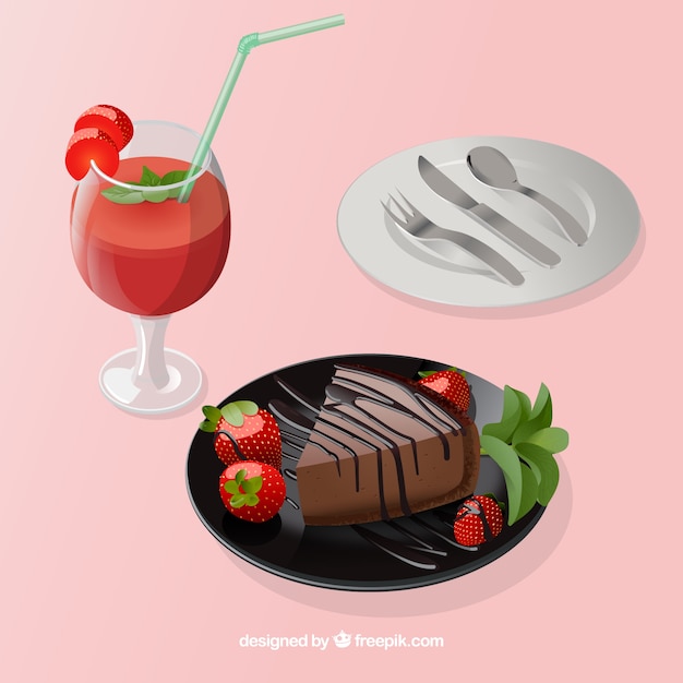 Free vector delicious food composition with elegant style