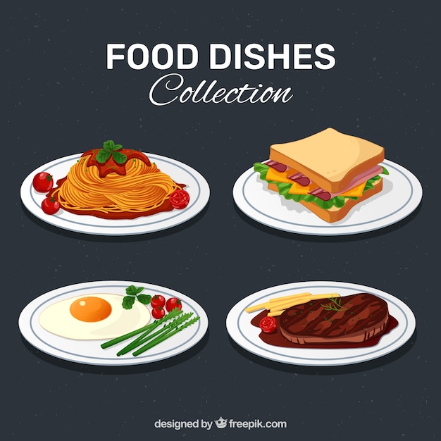 Free vector delicious food dish collection