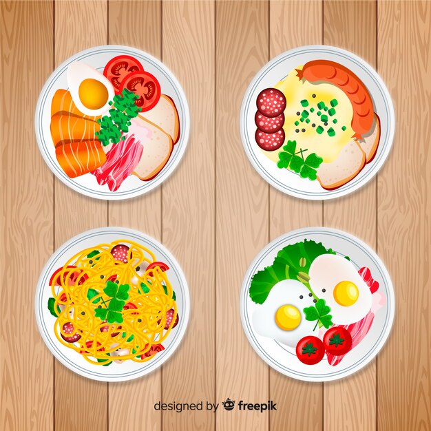 Free vector delicious food dishes collection