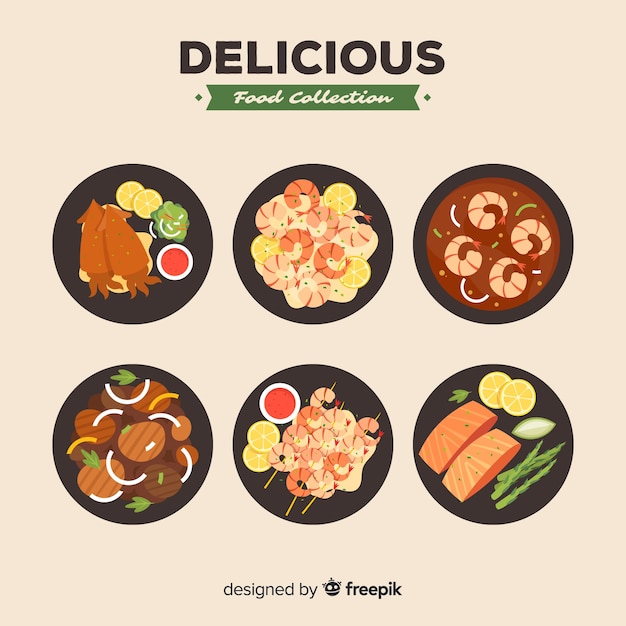 Free vector delicious food dishes pack