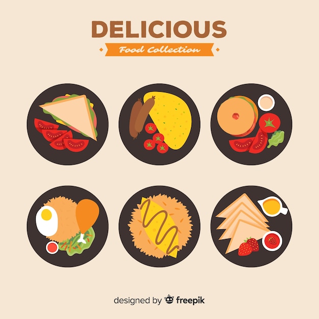 Delicious food dishes pack