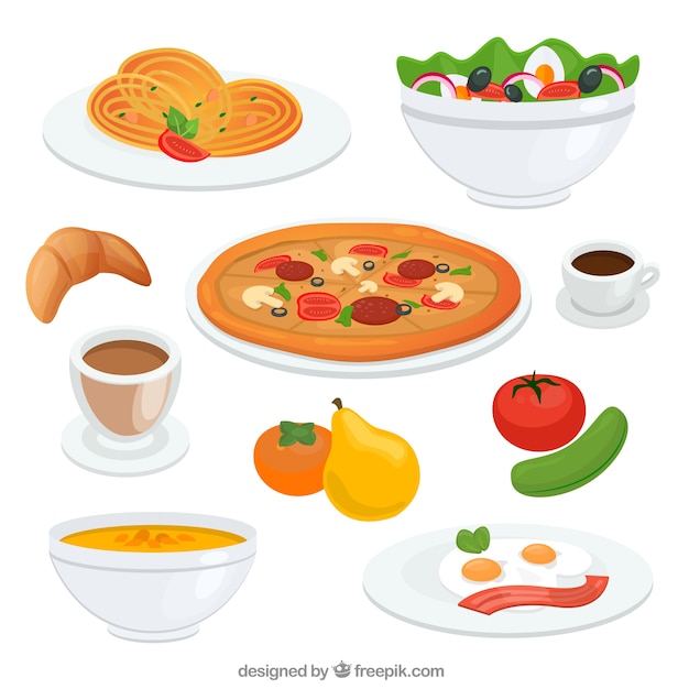 Free vector delicious food dishes